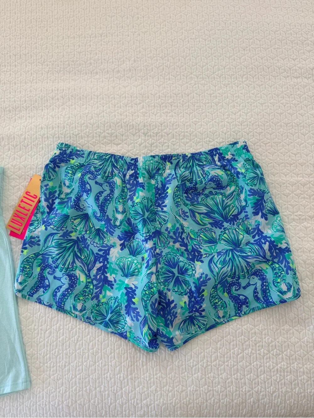 S- Lilly Pulitzer Seafoam Racerback Tank and M- Ocean Trail Shorts - Picture 5 of 12